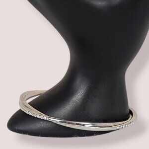 V. Double Twist White Rhinestone Bangle Bracelet